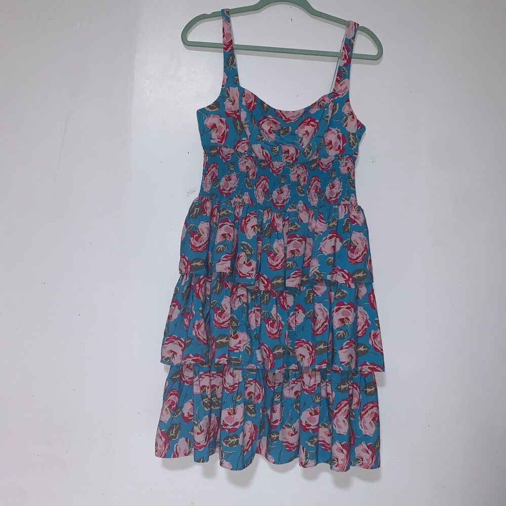 Betsy Johnson ruched back floral sundress size 12, floral chic summer dress